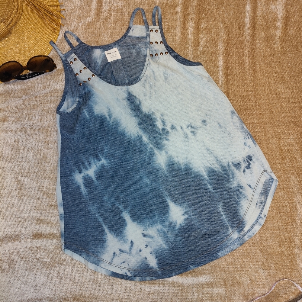 AMS PURE Collection Tie Dye Tank Top with Shoulder Stud Details, Sz 4